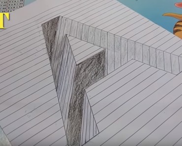How to draw Letter A Hole in Line Paper