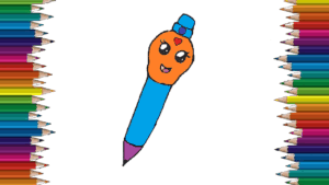 How To Draw a Pen cute and easy - Pen cartoon drawing andColoring Pages For Kids