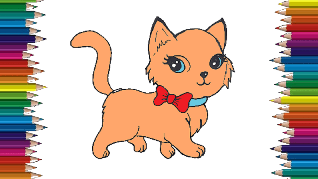 How to draw a cute cat step by step - Coloring pages for kids