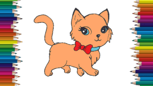 How to draw a cute cat step by step - Coloring pages for kids