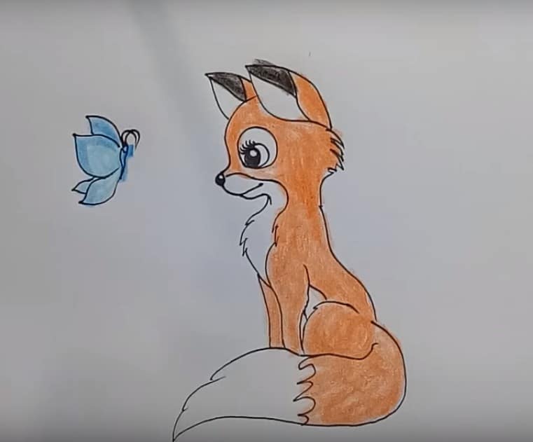 How To Draw A Cute Fox  Oil Pastel Art for Kids 