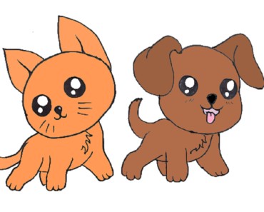 Dog and cat drawing – How to draw cute cartoon dog and cat