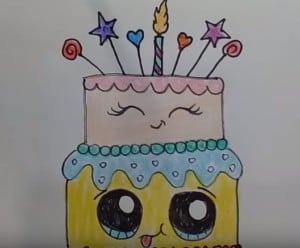 How To Draw A Cute Birthday Cake, coloring pages books