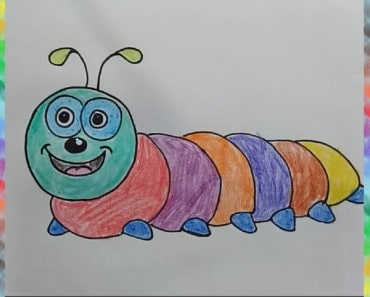 Draw for kids and coloring pages – How to draw simple worm