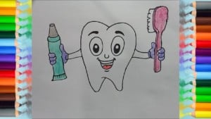 How to Draw Teeth, Toothpaste and Toothbrush  