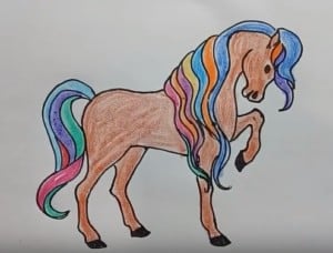 How to draw a horse and coloring