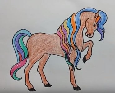 How to draw a horse and coloring for kids