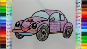 How to draw cute cartoon car for kids