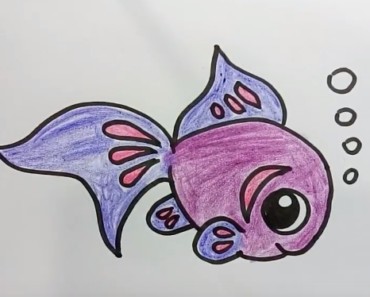 How to draw a cartoon Fish cute and easy