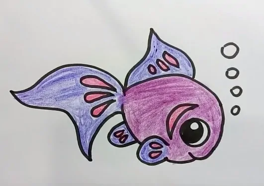How to draw cute cartoon fish step by step