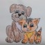 how to draw cats and dogs cute and easy | cat and dog drawing