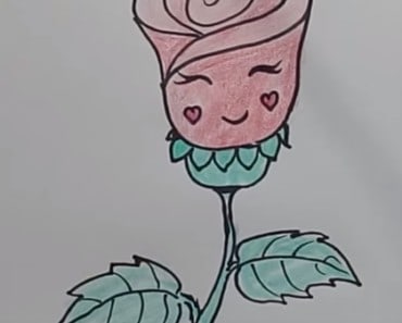 How to draw a cartoon Rose easy and cute