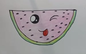 HOW TO DRAW A CUTE WATERMELON