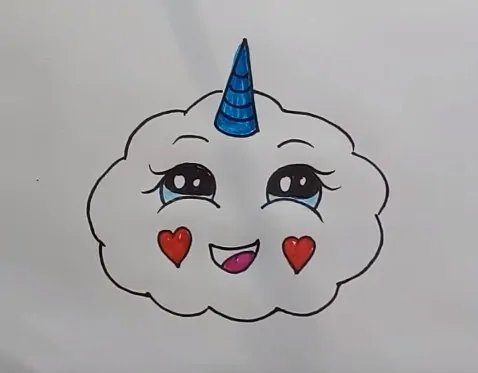 HOW TO DRAW A SUPER CUTE CLOUD EMOJI UNICORN