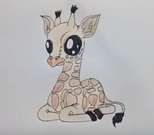 How To Draw A Cartoon Giraffe step by step easy - Draw cute animalsfor kids