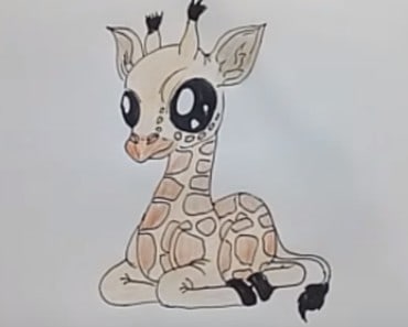 How To Draw A Cartoon Giraffe cute and easy step by step