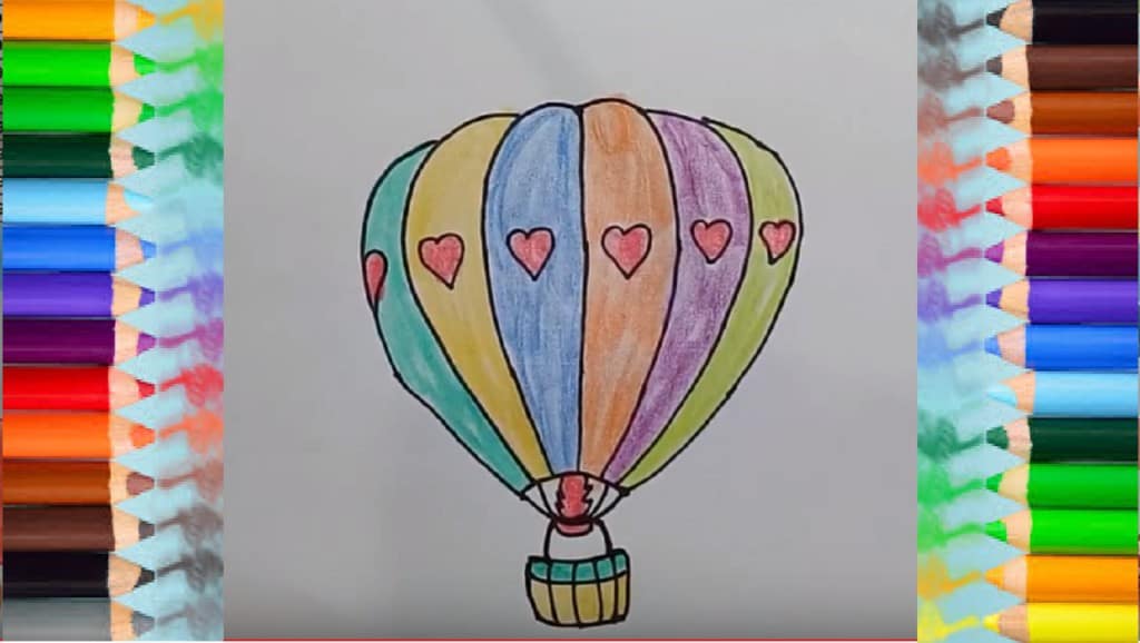 How to Draw Hot Air Balloon and coloring pages