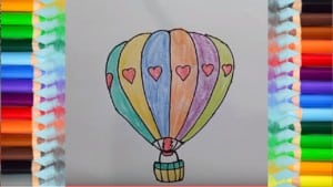 How to Draw Hot Air Balloon For Kids