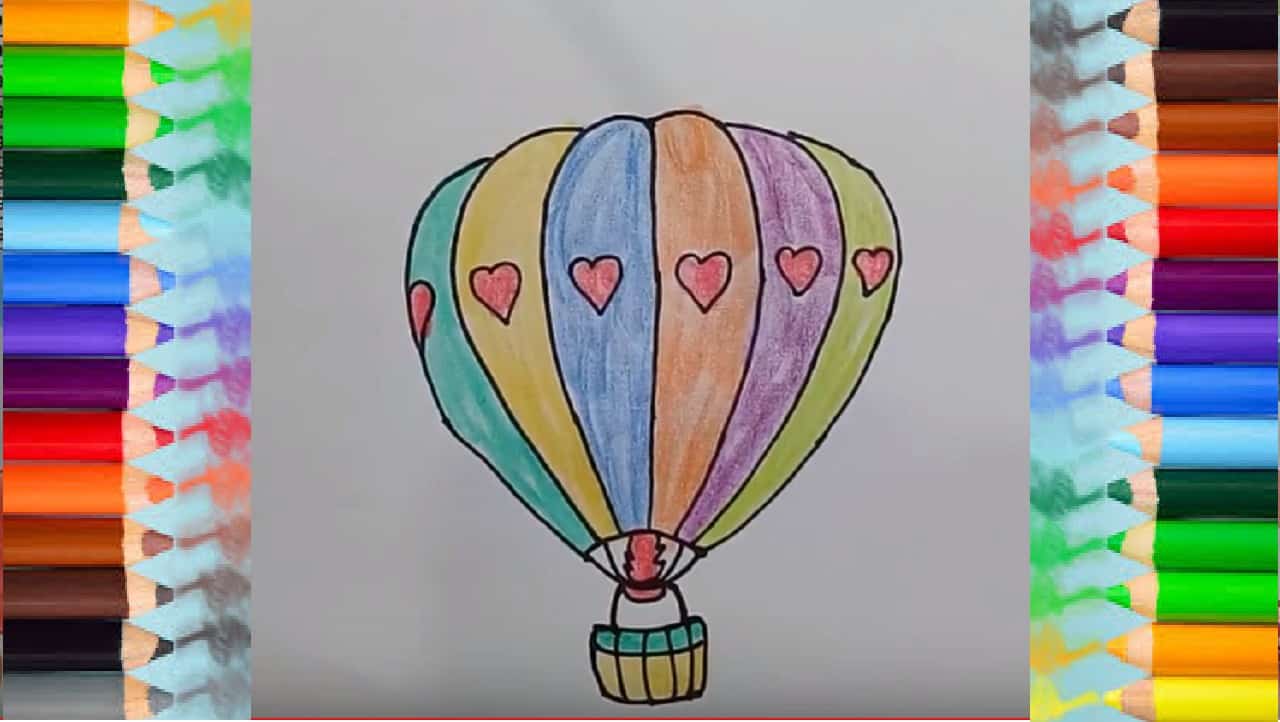 How to Draw Hot Air Balloon and coloring pages