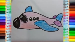 How to Draw Plane for Kids , Learn Colors Coloring Pages and Drawing