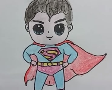 How to Draw Superhero, Chibi superman drawing Step by Step