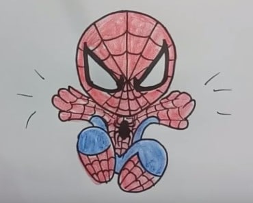 How to Draw Spider man hero cute step by step easy