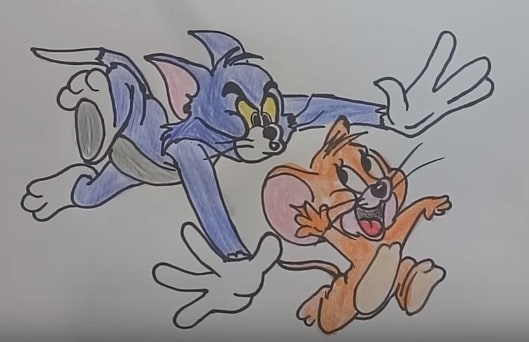 How to draw Tom and Jerry together - Sketchok easy drawing guides