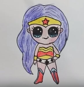 How to Draw Wonder Woman Cute step by step - Draw so cute for kids