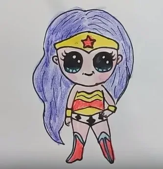 How to Draw Wonder Woman Cute step by step - Draw so cute for kids