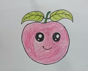 How to Draw a cute Apple step by step for kids