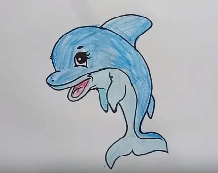 How to draw Dolphin cute step by step, easy - Draw cute animals