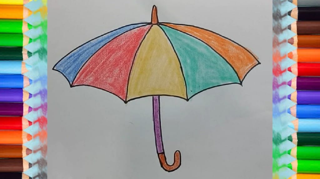 How to draw Umbrella and coloring pages for kids