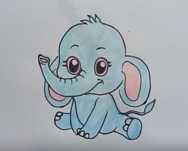 How to draw a cute cartoon elephant | Draw cute animals