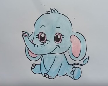 How to draw a cute cartoon elephant Step by Step