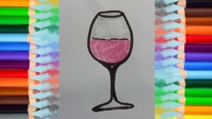 How to draw a WINE GLASS for kids