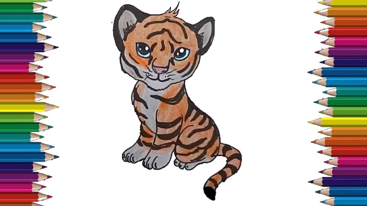 How to draw a cute tiger easy step by step - Cute animal drawings