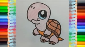 How to draw cute cartoon turtle
