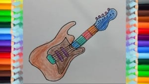 How to draw guitar for kids