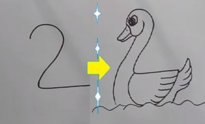 How to turn Numbers 1-5 into the cartoon birds step by step