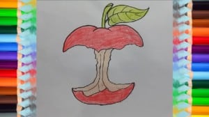 Coloring Book How to Draw Apple Was Eaten - Drawing for Kids with Color Markers