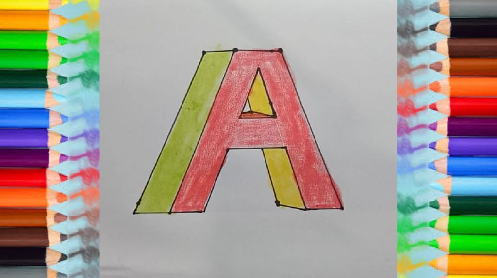 Coloring Book How to Draw the letter A in 3D