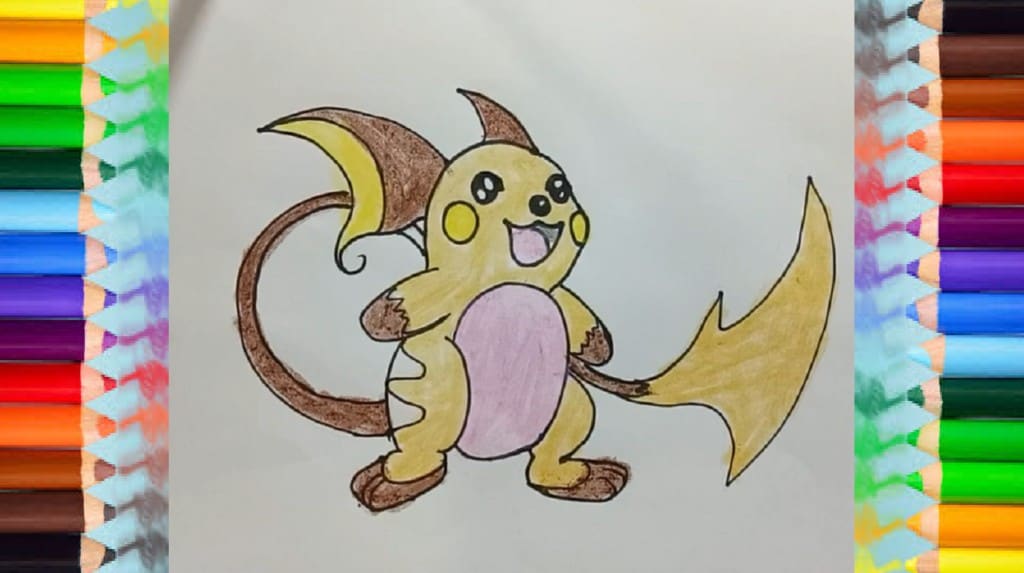How to draw Raichu from Pokemon - pokemon drawing and colors
