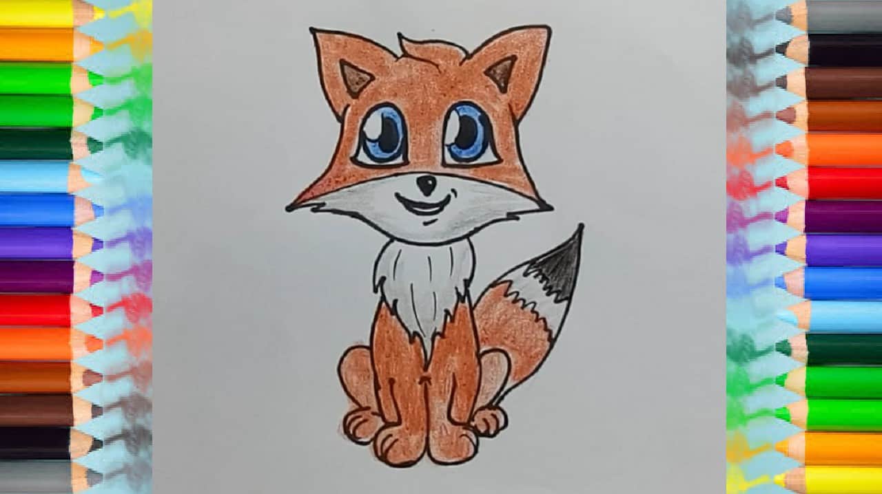How to draw a cartoon fox cute step by step - Easy animals ...