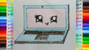 How to Draw a cute cartoon Laptop