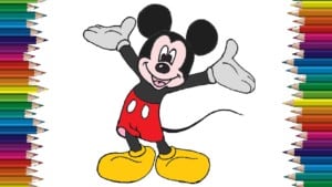How to draw Mickey Mouse - Easy step-by-step drawing and coloring