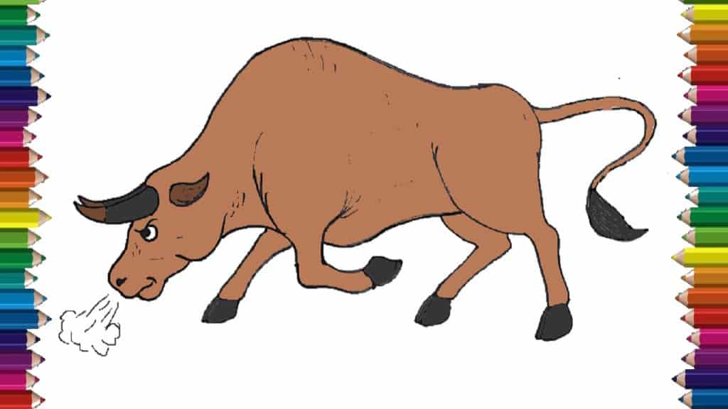 How to draw cartoon Bull - Bull drawing and coloring