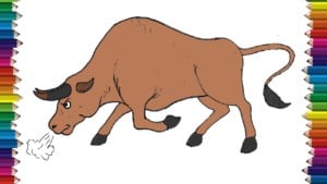 How to draw cartoon Bull - Bull drawing and coloring
