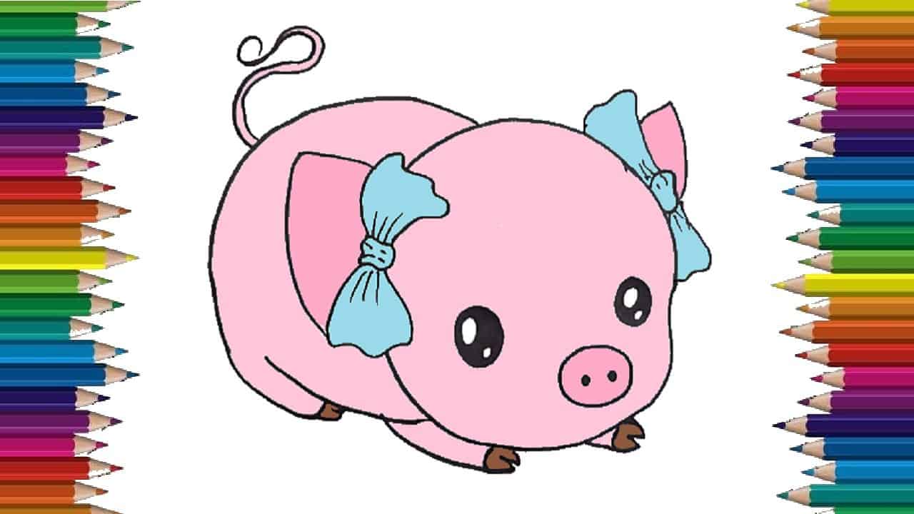 How to draw a pig cute and easy Cartoon pig drawing step by step