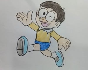 How to draw Nobita from Doraemon step