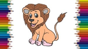 How to draw a lion cute and easy step by step for kids - lion drawing